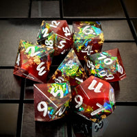 Thumbnail for Candy in Brown & Black Sharp Resin - 7pcs RPG Dice Set