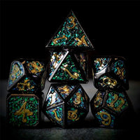 Thumbnail for Glitter Pink Enamel in Black Metal - 7pcs RPG Dice Set