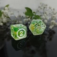 Thumbnail for 7pcs Dice Resin Pattern Flower White Font Clear Green