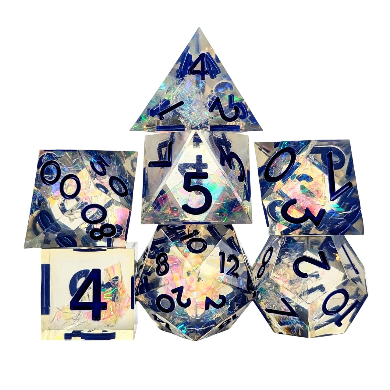Candy in Clear Sharp Resin - 7pcs RPG Dice Set