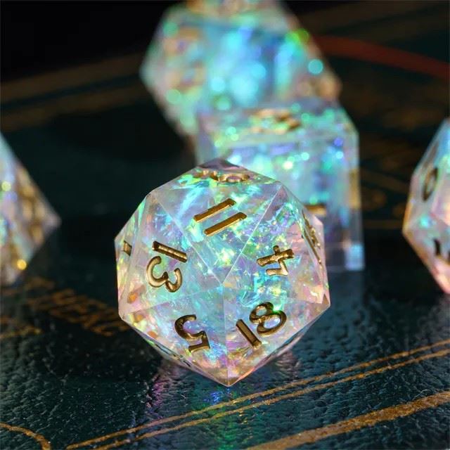 Candy in Clear Mini Sharp Resin - 7pcs RPG Dice Set