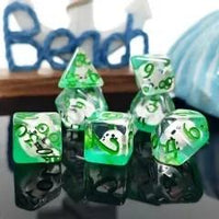 Thumbnail for 7pcs Dice Resin Filled Green Font Seal Green Clear