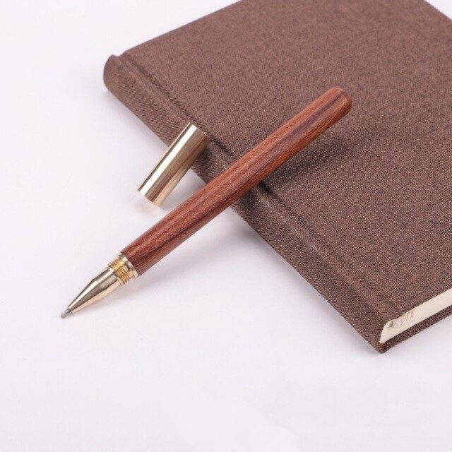 Brown Wood  with Brass Screw - 0.7mm Black Gel Ink