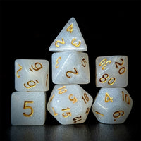 Thumbnail for Glitter in White Acrylic - 7pcs RPG Full Dice Set Dark Stack