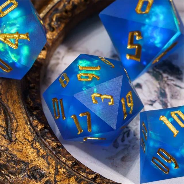 Candy in Blue Frosted Sharp Resin - 7pcs RPG Dice Set