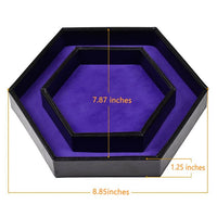 Thumbnail for Purple Velvet & Black PU Leather - Hexagon Lid Dice Tray