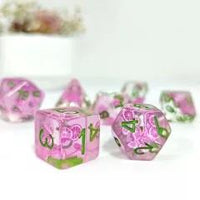 Thumbnail for 7pcs Dice Resin Filled Green Font Purple Fruit Clear