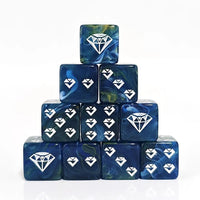 Thumbnail for 6pcs D6 16mm Dice Acrylic Swirl Diamond Pip White Font White Blue Green