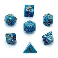 Thumbnail for Gold Dragon on Blue Acrylic - 7pcs RPG Full Dice Set