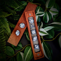 Thumbnail for White Vines on Grey Acrylic - 7pcs RPG Full Dice Set