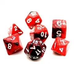 7pcs Dice Acrylic Blend White Font Black Red
