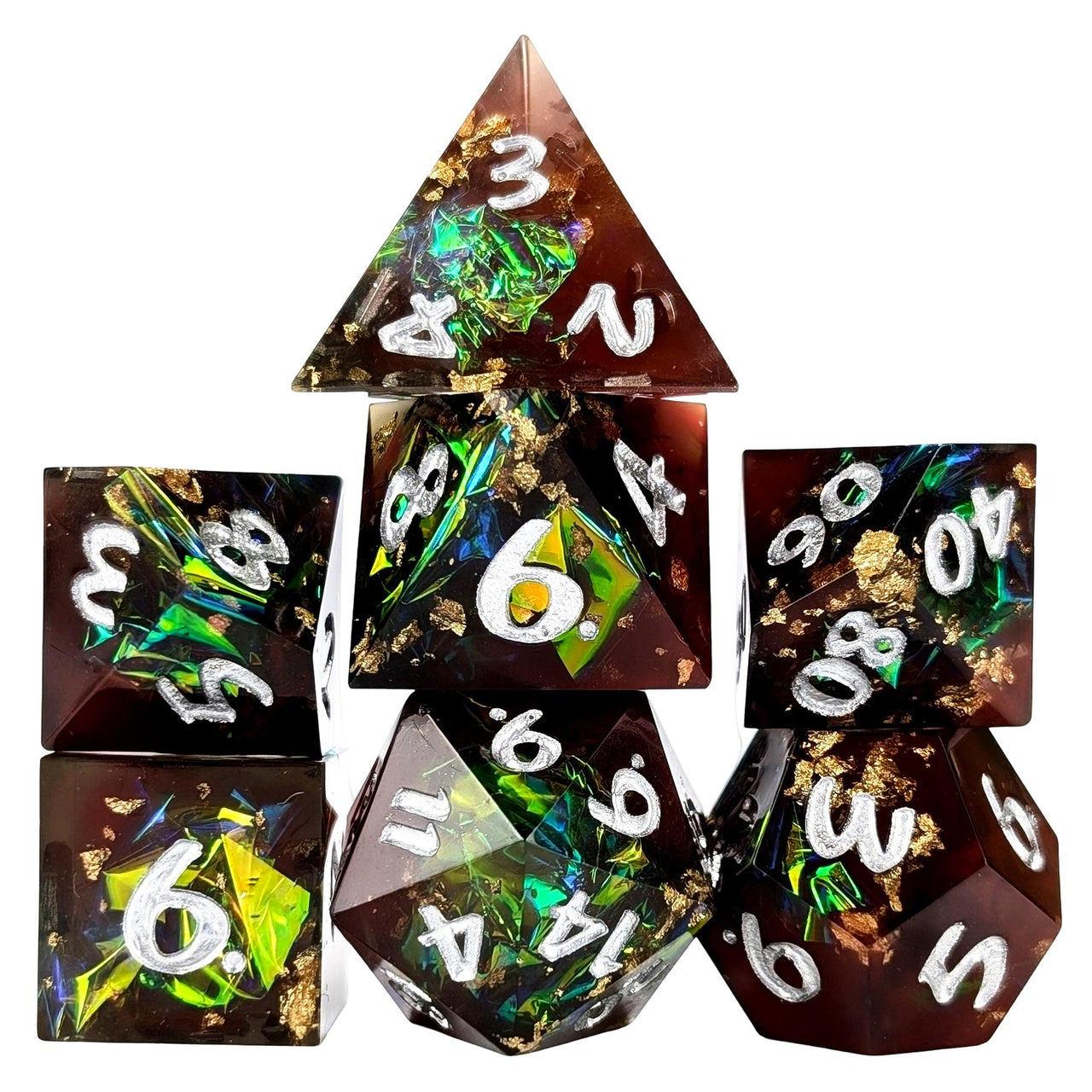 Candy in Brown & Black Sharp Resin - 7pcs RPG Dice Set