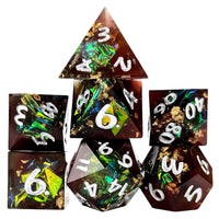 Thumbnail for Candy in Brown & Black Sharp Resin - 7pcs RPG Dice Set