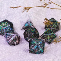 Thumbnail for Black Pattern on Clear with Candy Sharp Resin - 7pcs RPG Dice Set