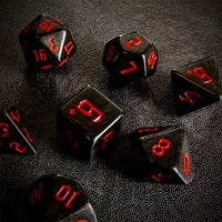 Thumbnail for Red on Solid Black Acrylic - 7pcs RPG Full Dice Set Scatter