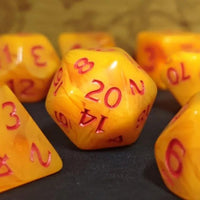 Thumbnail for 7pcs Dice Acrylic Blend Red Font Clear Yellow