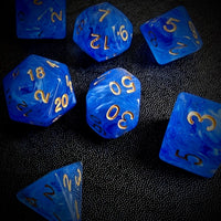 Thumbnail for Blue Silk Acrylic - 7pcs RPG Full Dice Set Scatter