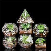 Thumbnail for Dragon in Clear Filled Sharp Resin - 7pcs RPG Dice Set