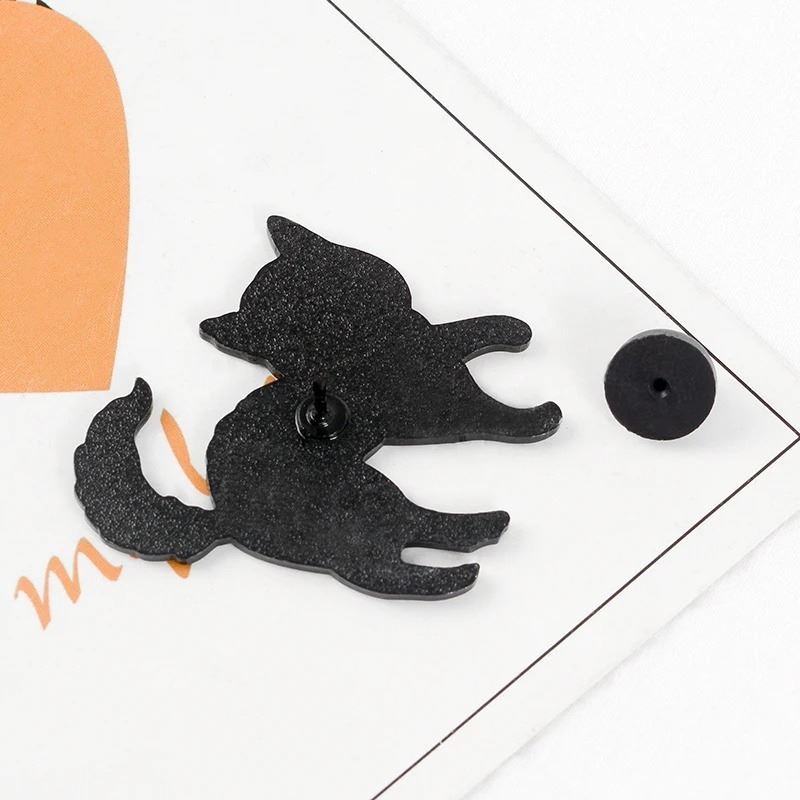 Black Cat Skeleton Pin - Novelty