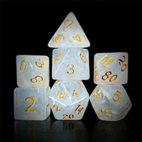 Thumbnail for White Silk Acrylic - 7pcs RPG Full Dice Set Dark Stack