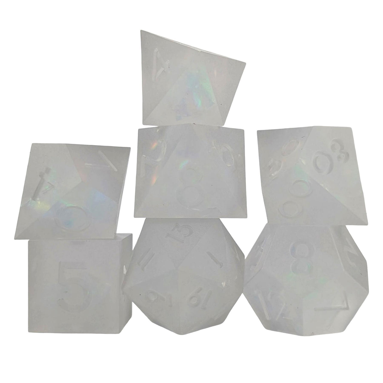 7pcs Dice Sharp Frosted White