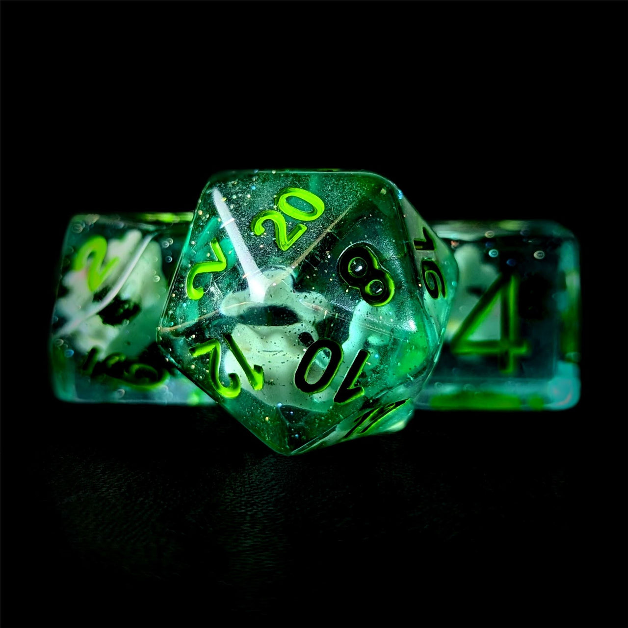 Fish in Clear & Teal Resin - 7pcs RPG Full Dice Set