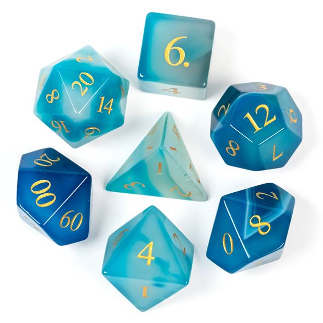 Blue Agate Gemstone - 7pcs RPG Dice Set