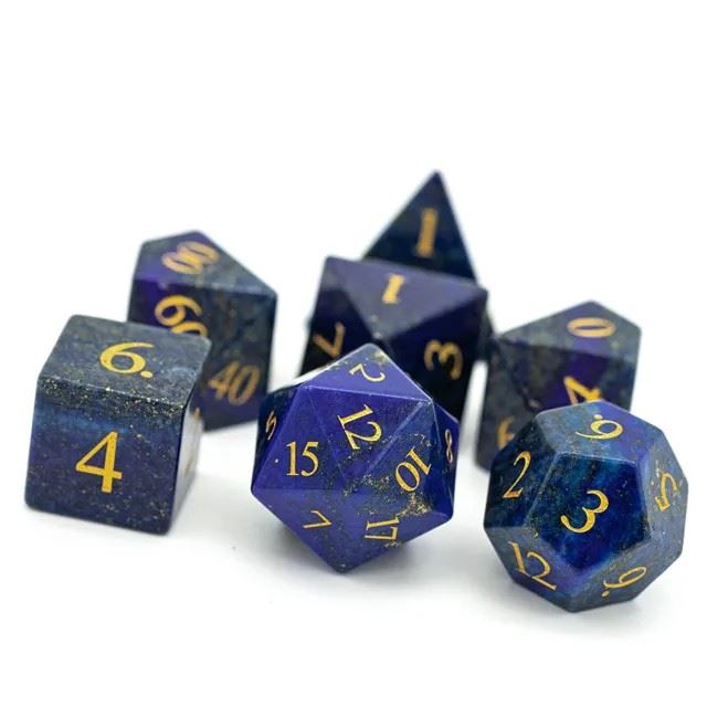 Blue Lapis Lazuli Gemstone - 7pcs RPG Dice Set