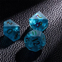 Thumbnail for Cracked & Frosted Blue Glass - 7pcs RPG Dice Set