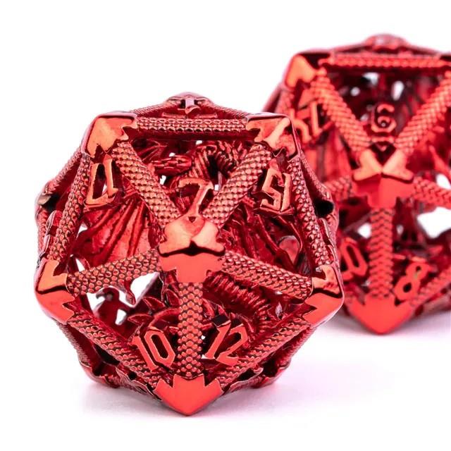 Dragon in Red Metal - Hollow D20 RPG Dice