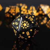Thumbnail for 7pcs Dice Acrylic Pattern Stars Gold Font Black