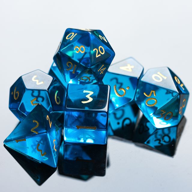 Sky Blue Glass - 7pcs RPG Dice Set