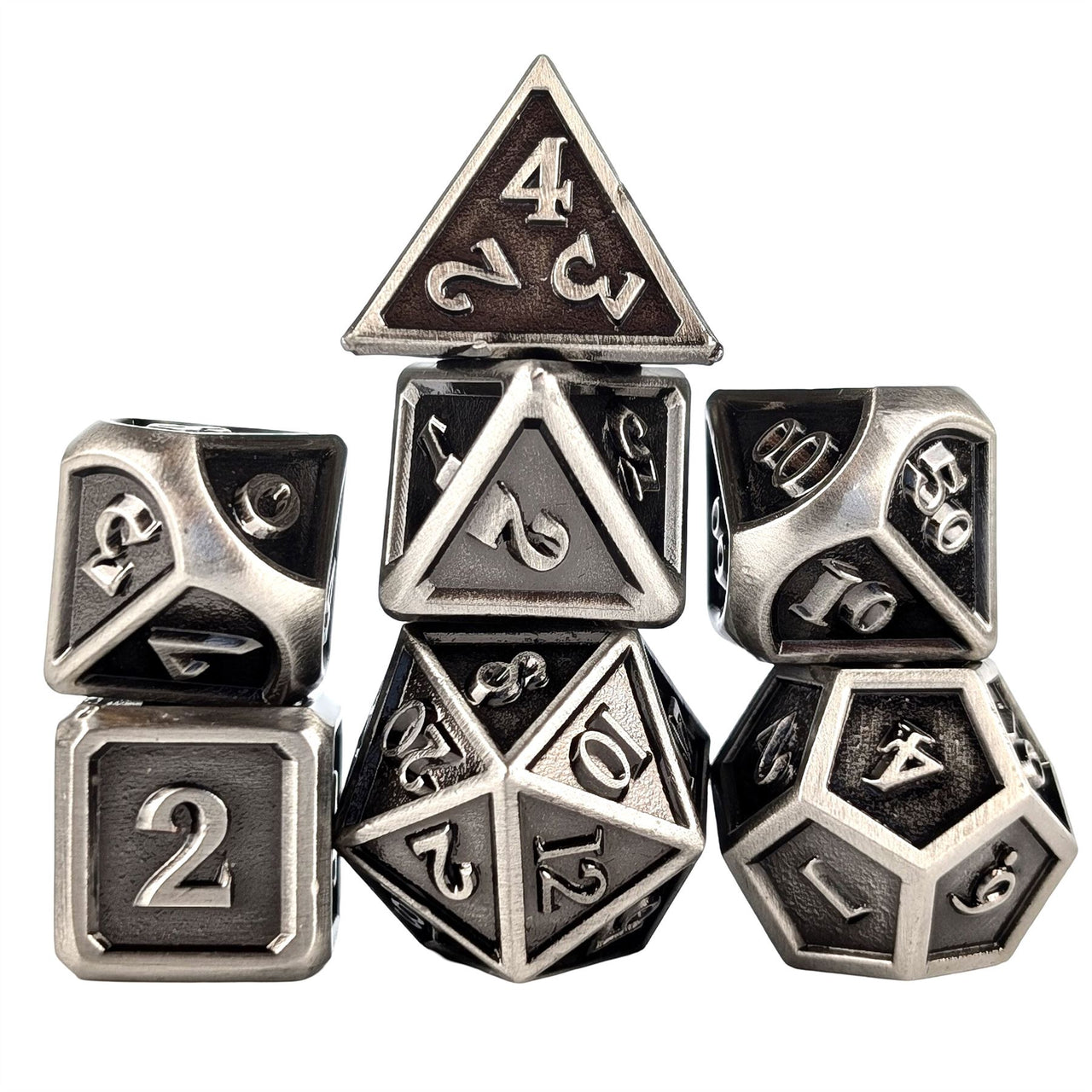 Brushed Silver Metal - 7pcs RPG Dice Set