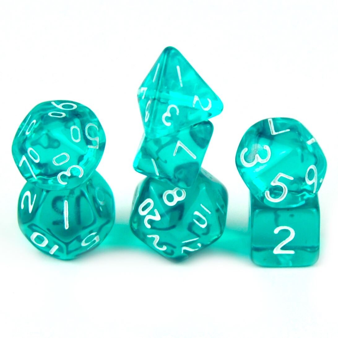 Cyan & Clear Acrylic - 7pcs RPG Mini Dice Set