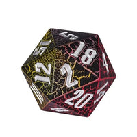 Thumbnail for D20 Dice Resin 55mm Cracked Silver Font Yellow Pink Black