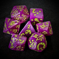 Thumbnail for Yellow Cats on Pink Acrylic - 7pcs RPG Full Dice Set