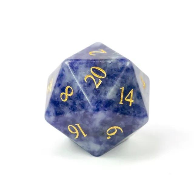 Blue Dalamatian Jasper Gemstone - 7pcs RPG Dice Set