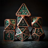 Thumbnail for Forest Green Monster in Copper Metal - 7pcs RPG Dice Set