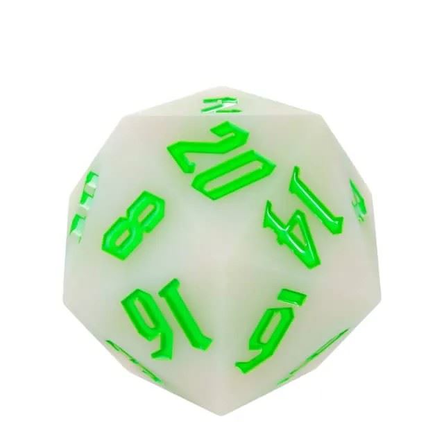 Green on Solid White Silicone - D20 RPG Dice