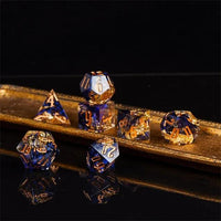 Thumbnail for Foil Feather Black, Blue & Clear Filled Sharp Resin - 7pcs RPG Dice Set