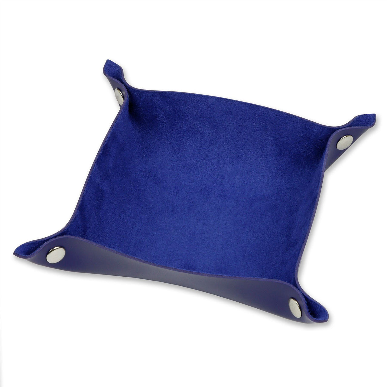 Blue Velvet & Blue PU Leather - Square Soft Dice Tray