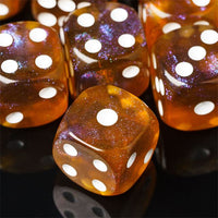 Thumbnail for 16mm Brown & Yellow Acrylic with Glitter - 6pcs D6 RPG Dice Set