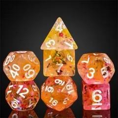 7pcs Dice Resin Swirl White Font Pink Orange