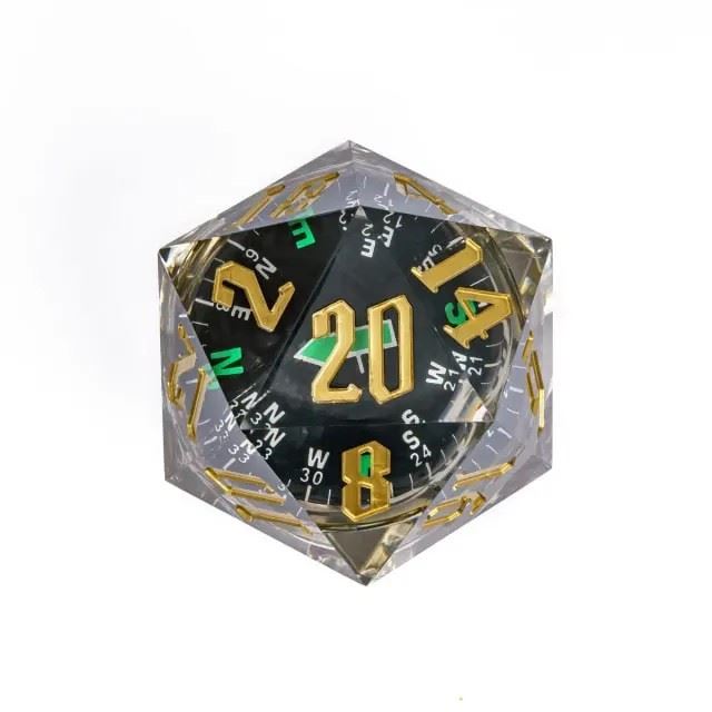 Compass in Clear Liquid Sharp Resin - D20 RPG Dice