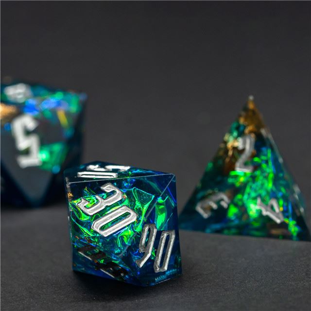 Candy in Blue & Black Sharp Resin - 7pcs RPG Dice Set