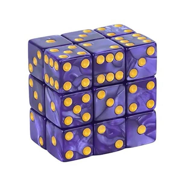 30pcs D6 16mm Dice Acrylic Blend Pips Square Gold Font Purple