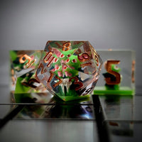 Thumbnail for Goblin in Green & Clear Filled Sharp Resin - 7pcs RPG Dice Set
