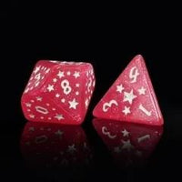 Thumbnail for 7pcs Dice Acrylic Pattern Stars Gold Font Pink