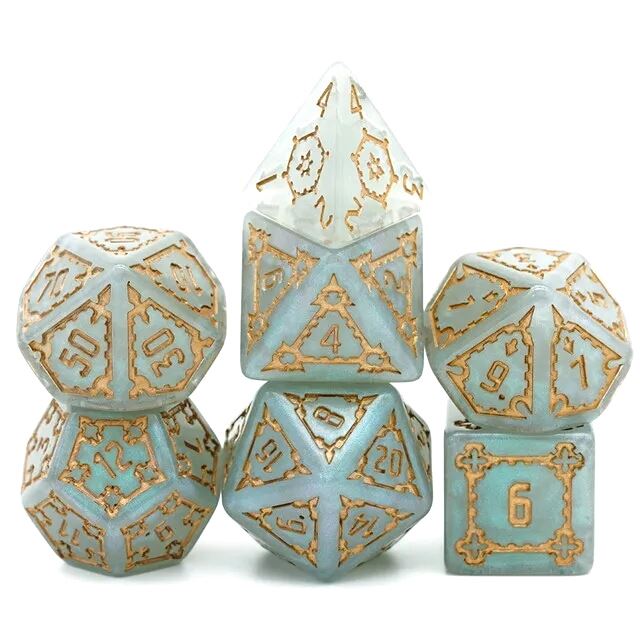 Castle on Grey Resin - 7pcs RPG Oversized Dice Set