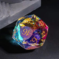 Thumbnail for D20 30mm Dice Gem Glass Facet Gold Font Prism